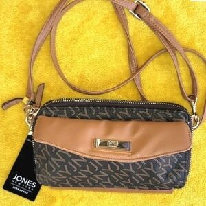 Jones New York Tan and Black Signature Crossbody Bag